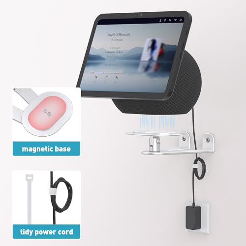 Wall Mount for Echo Show 11 & Show 8 2025, Swivel 360°, Silver | Aluminum, Tilt 20~80°, Easy Install, Durable, Echo Show 11 Wall Mount for Kitchen, Adjustable Echo Show 11 Wall Mount - color: Silver