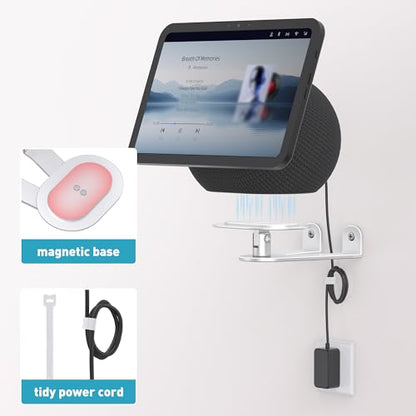 Wall Mount for Echo Show 11 & Show 8 2025, Swivel 360°, Silver | Aluminum, Tilt 20~80°, Easy Install, Durable, Echo Show 11 Wall Mount for Kitchen, Adjustable Echo Show 11 Wall Mount - color: Silver
