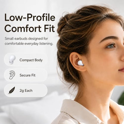 Sleep Earbuds Bluetooth 5.4, Mini Invisible Noise Blocking Sleeping Headphones, Hidden Earbuds with LED Display for Small Ears, for Side Sleepers Meditation Travel Gym Workout (White) - color: White