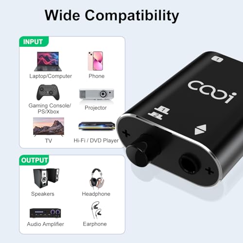 3.5mm Stereo Audio Switcher (1 in 2 Out/2 in 1 Out) | with 3.5mm Audio Cable, 2 Ports AUX Audio Speaker Selector, for PC Phone Laptop Headphone