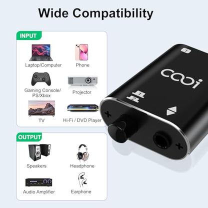 3.5mm Stereo Audio Switcher (1 in 2 Out/2 in 1 Out) | with 3.5mm Audio Cable, 2 Ports AUX Audio Speaker Selector, for PC Phone Laptop Headphone