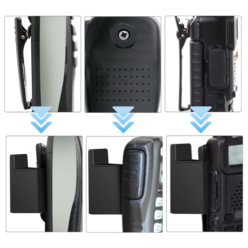 5pcs Walkie Talkies Belt Clip Holder | Black Walkie Talkie Car Mount Handheld Radio Holder with Back Adhesive for Most Handheld Intercom