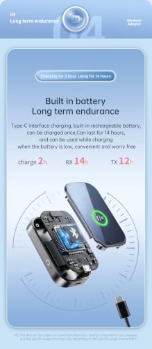 Lihuosheng 2 in 1 Bluetooth 6.0 Transmitter Receiver AUX Wireless Audio Adapter for Car TV Airplane, Hands-Free Calling, HiFi Sound, Long Battery Life