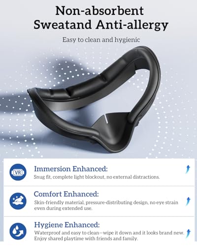 Face Cushion Interface Pad &Head Strap for Meta/0culus Quest 2 Vr Headset | Soft, Skin-Friendly PU Leather Padding. Breathable, Light-Blocking Nose Pads. Easy to Clean & Comfortable to Wear