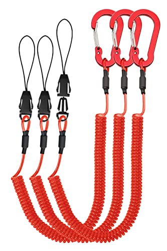 Lix&Rix Retractable Coiled Lanyards with Detachable Buckle | Quick Release Carabiner Clips - color: Red 3pcs
