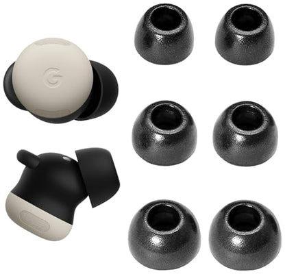 A-Focus for Pixel Buds Pro 2 Memory Foam Ear Tips, 3 Pairs Replacement Comfortable No Silicone Pain Fit in Case Eartips Cover Compatible with New Google Pixel Buds 2 Pro Black L/M/S - size: L/M/S