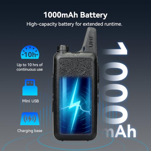Retevis RT22S Walkie Talkies with Earpiece, Shatterproof Hidden Display | Compact, 22 Channel Portable FRS Two-Way Radio with Signal Prompt VOX 6 Bundle Pack for Adult, Hospitality, School, Retail