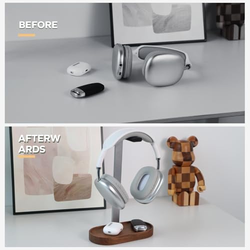 muso wood Headphone Stand with Storage Base for Desktop