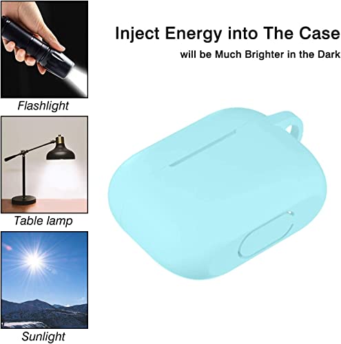 Lerobo for AirPod Pro Case, Silicone Cover with Keychain, Nightglow Blue | Glow-in-the-Dark, Scratch & Dust Resistant, Wireless Charging, Compatible with Apple AirPods Pro 2/1 Case Cover for Women Men - color: Nightglow Blue