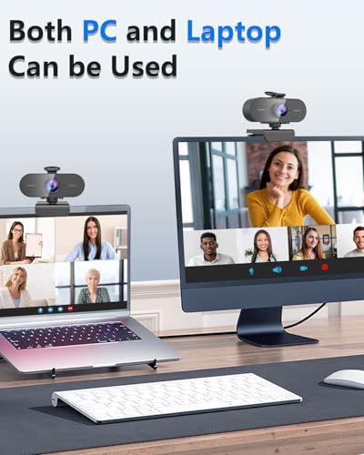 2K Webcam for PC Mac Laptop with Microphone,Full HD Web Cam for Streaming with Privacy Cover Sliders,USB C Web Camera for Desktop Computer Monitor,External Small Best Webcam For Microsoft Teams Gaming