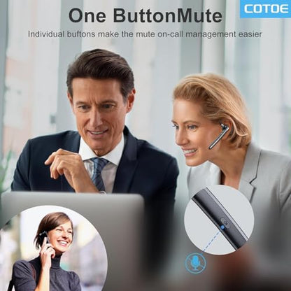 Bluetooth Headset with 72-Hour Talk Time & 500mAh Charging Case, Bluetooth V5.3 Headset with Noise Cancelling Mic – Wireless Earpiece Hands-Free Headphones for Office Trucker Driving Business,Black