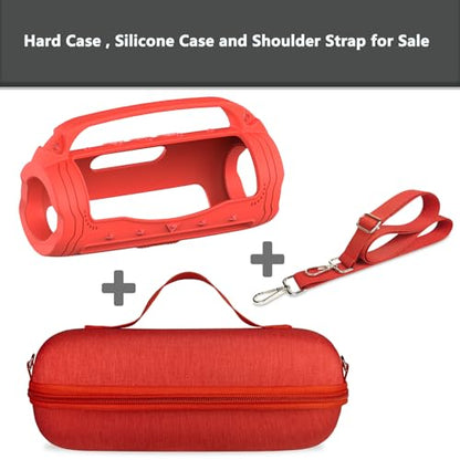 JCHPINE Silicone Cover and Carrying Case for JBL Flip 7 Portable Speaker - color: Red