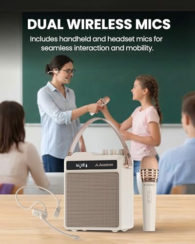 Avantree VoxAmp Duo - Portable Wireless Voice Amplifier Microphone | & Speaker Set for Classroom, Small Events & Parties, USB Recording & Playback, 30W Clear Voice & Rich Sound, 14H Battery