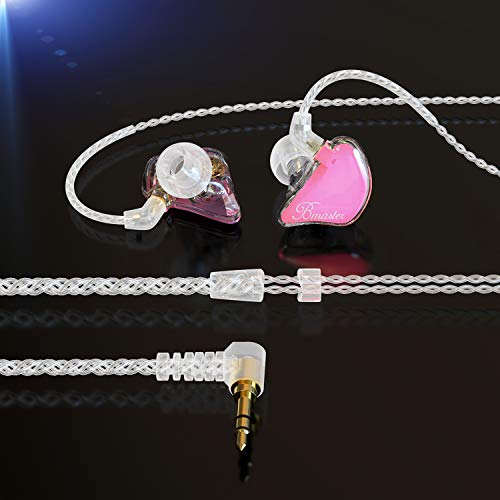 BASN Bmaster in Ear Monitor Headphones Triple Driver Earphones with Two Detachable MMCX Cable Fit in Ear Suitable for Audio Musician Drummer(Pink) - color: Pink