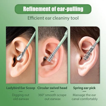 Runsgo Ear Cleaner,The Most Professional Ear Cleaning Master in 2024,Ear Cleaning Kit,Ear Cleaner Earwax Removal Tools with Pu Leather Case (Brown) - color: Brown