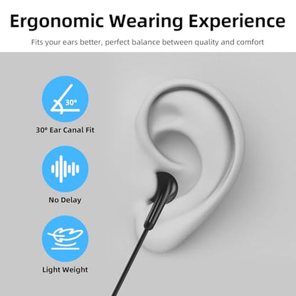 Wired Earbuds Headphones for Chromebook ThinkPad Laptops,3.5mm Plug | Noise Cancelling Ear Buds with Microphone,3,5mm Jack Earphones for Kindle Fire Tablet/Samsung A14 A15/Switch PC School,Black - color: Black