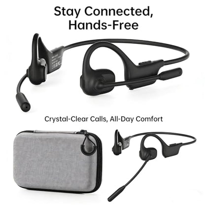 Bluetooth Headset, Over Ear Bluetooth Bone Conduction Headset with Mic,Noise Cancelling Wireless Headset with Mute Button, for for Truckers Meeting, Home Office,Driving (Apricot) - color: Apricot