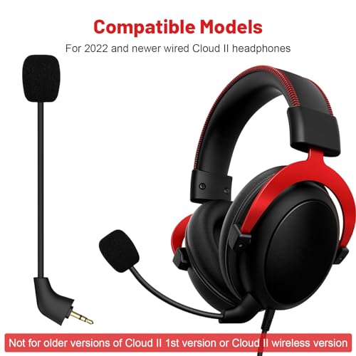 Replacement Cloud 2 Mic Boom Game Microphone Compatible with Kingston HyperX Cloud II Wired, Cloud, CloudX, Cloud Core Gaming Headsets for PS4 Xbox One Nintendo Switch Computer PC