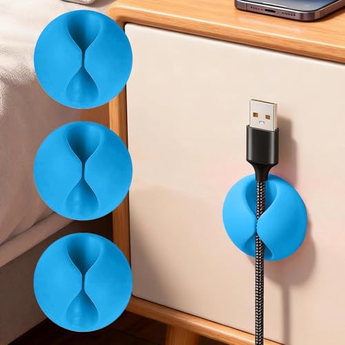 3 Pack Cable Organizer Clips, Multi-Color Data Line Cord Holder for Home and Office, Tidy Your Cables Desk Organizers Prevents Tangling and Damage - color: 3 Pcs Mixed