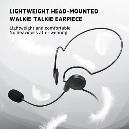 Behind-the-Head Walkie Talkie Earpiece with PTT Mic, Kevlar Reinforced Cable,Compatible with Midland GXT LXT X-Talker 2-Pin Radios, Clear Sound Headset for Construction Security