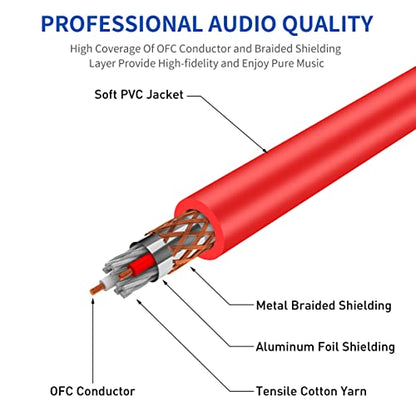 Guitar Cable Cord 10FT, 2 Pack TRS 1/4 Straight to Right Angle Professional Instrument Guitar Amp Cable, TRS 6.35mm Male to Male Balanced Audio Cable for Pro Audio Effects Pedal Quarter Inch