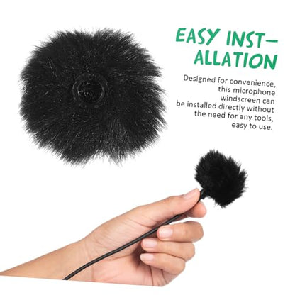 2 Pcs Outdoor Microphone Windscreen Wind Muff Covers for Lavalier Mic Lightweight Furry Fabric Windshield for Noise Reduction Mic Protection and Clear Audio Recording