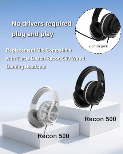 2.5mm Replacement Mic for Turtle Beach Recon 500 | 2.5mm Mic for Headset for PS5 PS4 for Clear Online Voice Chat Communication, Noise Cancelling Gaming Microphone