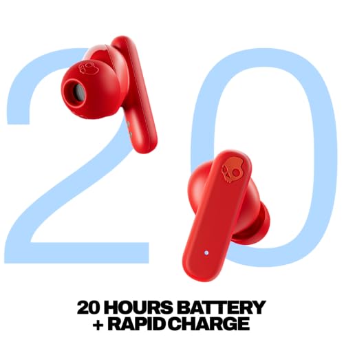 Skullcandy Smokin’ Buds Wireless Noise Isolating Earbuds - Flame | In-Ear Fit, Bluetooth, 20 Hours Battery, IPX4 Sweat and Water Resistant, Microphone for iPhone Android, Commuting, Studying - color: Flame