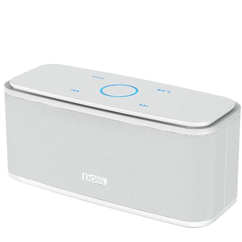 DOSS SoundBox Touch Wireless Bluetooth Speaker-12W HD Sound with Rich Bass | Portable & Small Design, IPX5 Waterproof, 20H Playtime, Handsfree, House, Office Desktop, Bedroom, Indoor Use, White - color: White