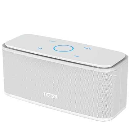 DOSS SoundBox Touch Wireless Bluetooth Speaker-12W HD Sound with Rich Bass | Portable & Small Design, IPX5 Waterproof, 20H Playtime, Handsfree, House, Office Desktop, Bedroom, Indoor Use, White - color: White