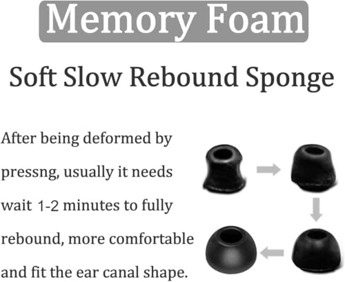 Foam Ear Tips Noise Canceling Memory Foam Eartips Ear Cap Replacement Ear Tip Compatible with Echo Buds (2021 Release, 2nd gen), L/M/S 3 Size 6 Pairs,Black 2146P