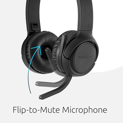 Kensington H1050 EQ Wireless Headset with Microphone, Bluetooth 5.4, ENC Microphone, Earcup Controls, Black (K80182WW) | Bluetooth 5.4 connection, ENC noise-canceling microphone, earcup call and volume controls - size: Wireless/On-ear