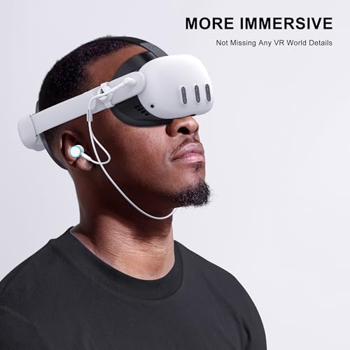 AMVR Noise-Isolating in-Ear Headphones Compatible with Meta Quest 3 - VR Accessories Low Bass Earphones with Custom Silicone Earplugs and Strap Holder | Enhance 360-Degree Surround Sound