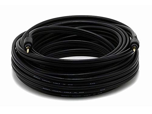 Monoprice Audio Cable - 35 Feet - Black | Premium 3.5mm Stereo Male to 3.5mm Stereo Male 22AWG, Gold Plated - size: 35 Feet