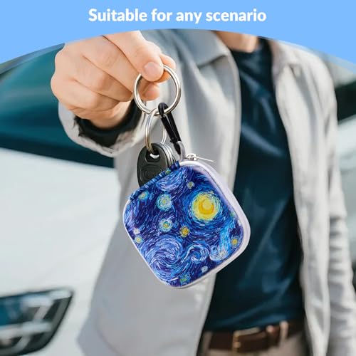 Unique Patterned Portable EVA Earbud Case with Carabiner | Printed Earbud Holder With Sturdy Carabiner, Multi-Use Storage For Earphones, Headphones, SD Cards & Small Electronic Chips - color: Starry Sky