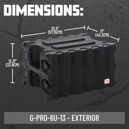 Gator Cases Pro Series 6U Rack Case with Shallow 13" Depth, Roto Molded Made in USA (G-PRO-6U-13) - size: 6U Rack Space, style: Shallow - 13" Deep