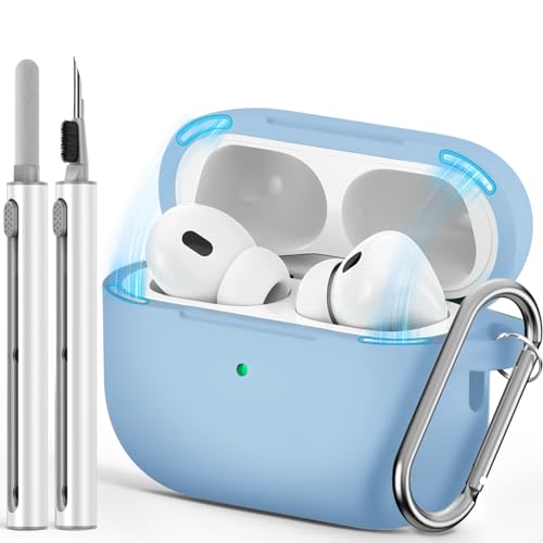 Ljusmicker for AirPod Pro Case Cover with Cleaner Kit,Soft Silicone Protective Case for Apple AirPods Pro 2nd/1st Generation for Women Men,AirPod Pro Case with Magnetic Lid Lock & Keychain-Pure Blue - color: C-Magnetic Sky Blue