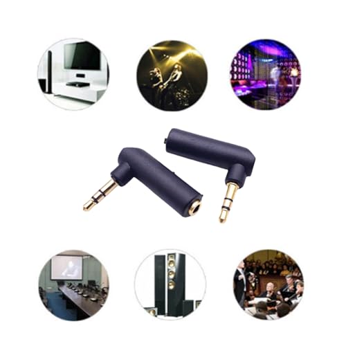 3.5mm Right Angle Audio Adapter 4 Pack, Gold Plated 90 Degree Aux | 4 pack gold-plated 3.5mm right angle audio adapters, 90 degree design saves space and reduces cable strain, black
