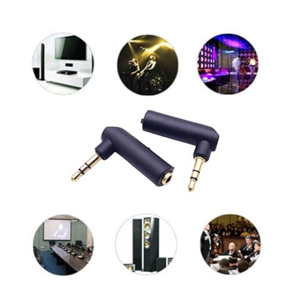 3.5mm Right Angle Audio Adapter 4 Pack, Gold Plated 90 Degree Aux | 4 pack gold-plated 3.5mm right angle audio adapters, 90 degree design saves space and reduces cable strain, black