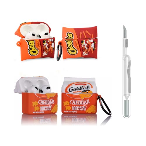 (2Pack+Cleaner Pen) XMBYGY Case for Apple AirPods 3rd Generation Wireless Earbuds with Cleaning Pen Kit, Silicone Cute Charging Case Shockproof Protective Cover and Carabiner for AirPods 3 (CHET+GSH) - color: CHET+GSH