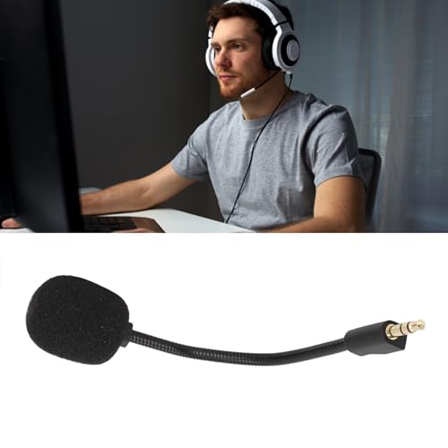 Yunseity Replacement Game Mic for G Pro/G Pro X, 3.5mm JackDetachable Microphone Boom with Foam Cover, Computer PC Gaming Headsets Noise Cancelling Replacement Mic