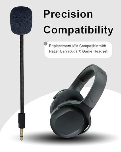 Replacement Microphone for Razer Barracuda X Gaming Headsets Noise Cancelling Crystal Clear Voice Boom Mic for Switch PS5 PS4 Mac PC Computer, 3.5 mm Jack