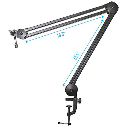 AxcessAbles Large Heavy Duty Desk Mounted Microphone Boom Stand with 3.3ft Extension and 6ft XLR Cable | 5LB Capacity | Podcast Boom for Large Condenser Mic | Desktop Boom Mic Stand