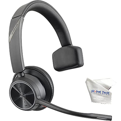 Poly Voyager 4310 Plantronics UC Wireless Bluetooth Mono Headset (USB-A) Teams - Bundled w/Global Teck Microfiber - Compatible Deskphone, PC/Mac, for Zoom, RingCentral, Vonage - color: Mono - No Charging Stand