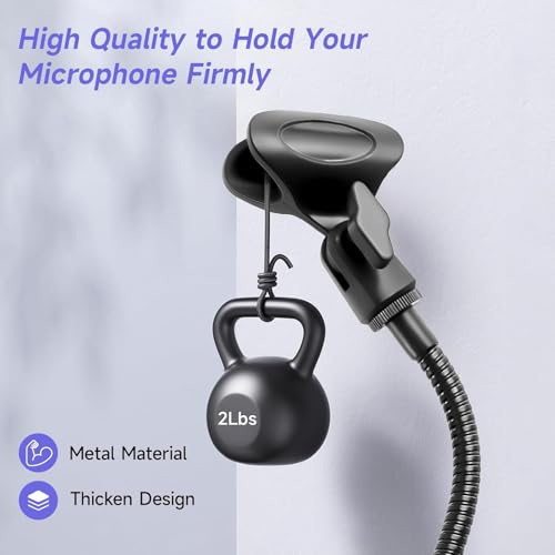 Microphone Holder & Headphone Hanger for Desk, Podium Gooseneck Mic Stand and Aluminum Headset Mount with Adapter Clamp