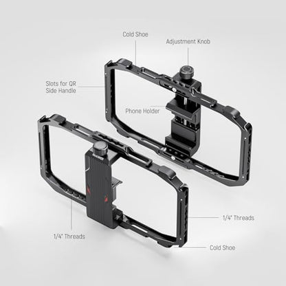 NEEWER Universal Phone Cage, Smartphone Video Rig with Quick Release Mounts Cold Shoes for Videomaker Filmmaking TikTok Vlogging Phone Video Stabilizer Holder Compatible with iPhone Samsung, PA039 - style: PA039