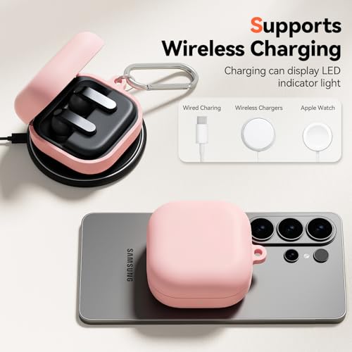 Inesore for Galaxy Buds 4 Pro & Galaxy Buds 4 Case (Pink) | Skin Friendly Silicone Material, with A Multifunctional Cleaning Pen Tool and Keychain, Scratch Resistant, Slip Resistant - color: Pink