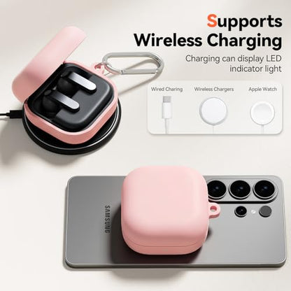 Inesore for Galaxy Buds 4 Pro & Galaxy Buds 4 Case (Pink) | Skin Friendly Silicone Material, with A Multifunctional Cleaning Pen Tool and Keychain, Scratch Resistant, Slip Resistant - color: Pink