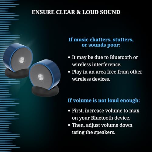 Paired Bluetooth Speakers - Surround Sound Stereo Pairing Linkable for Home TV Car - color: Blue