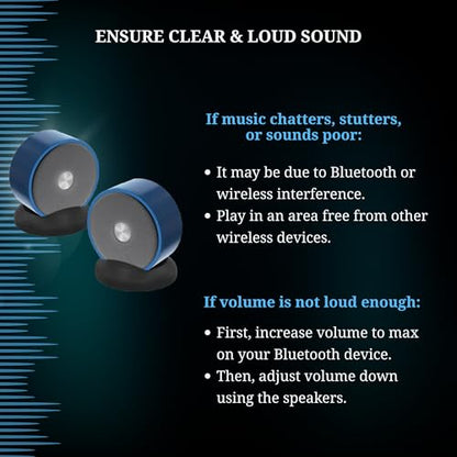 Paired Bluetooth Speakers - Surround Sound Stereo Pairing Linkable for Home TV Car - color: Blue